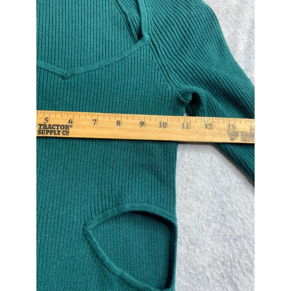 Abercrombie Fitch Ribbed Cutout Long‎ Sleeve sweater Dress Green XSP